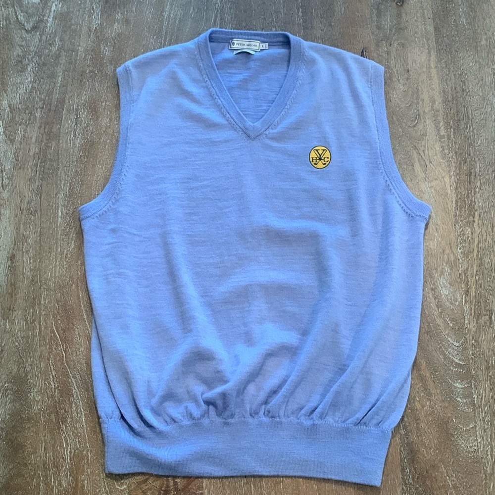 Peter Millar Large Merino Wool V-Neck Sweater Vest Light Blue from Yeamans Hall